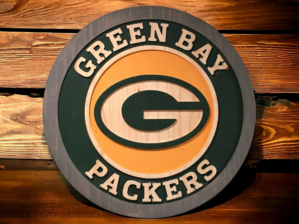 Handmade Green Bay Packers Wood Carved Sign