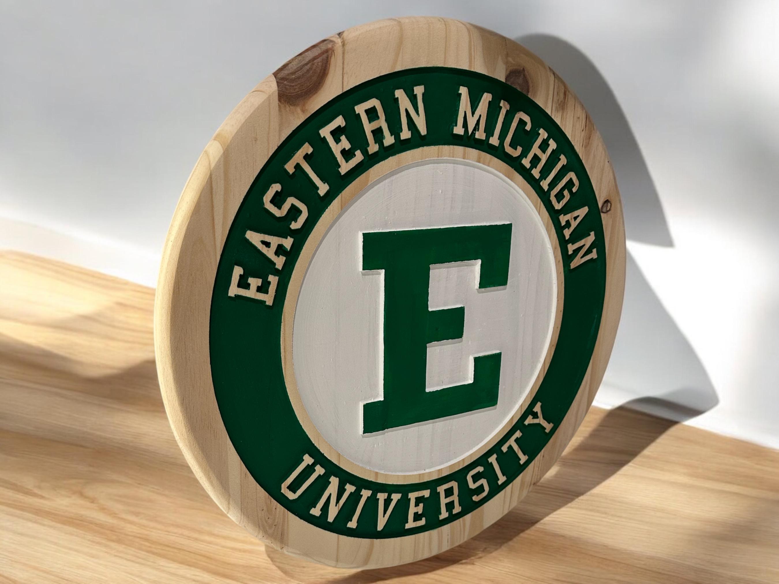 Handmade Eastern Michigan University Wood Sign: EMU Home Decor