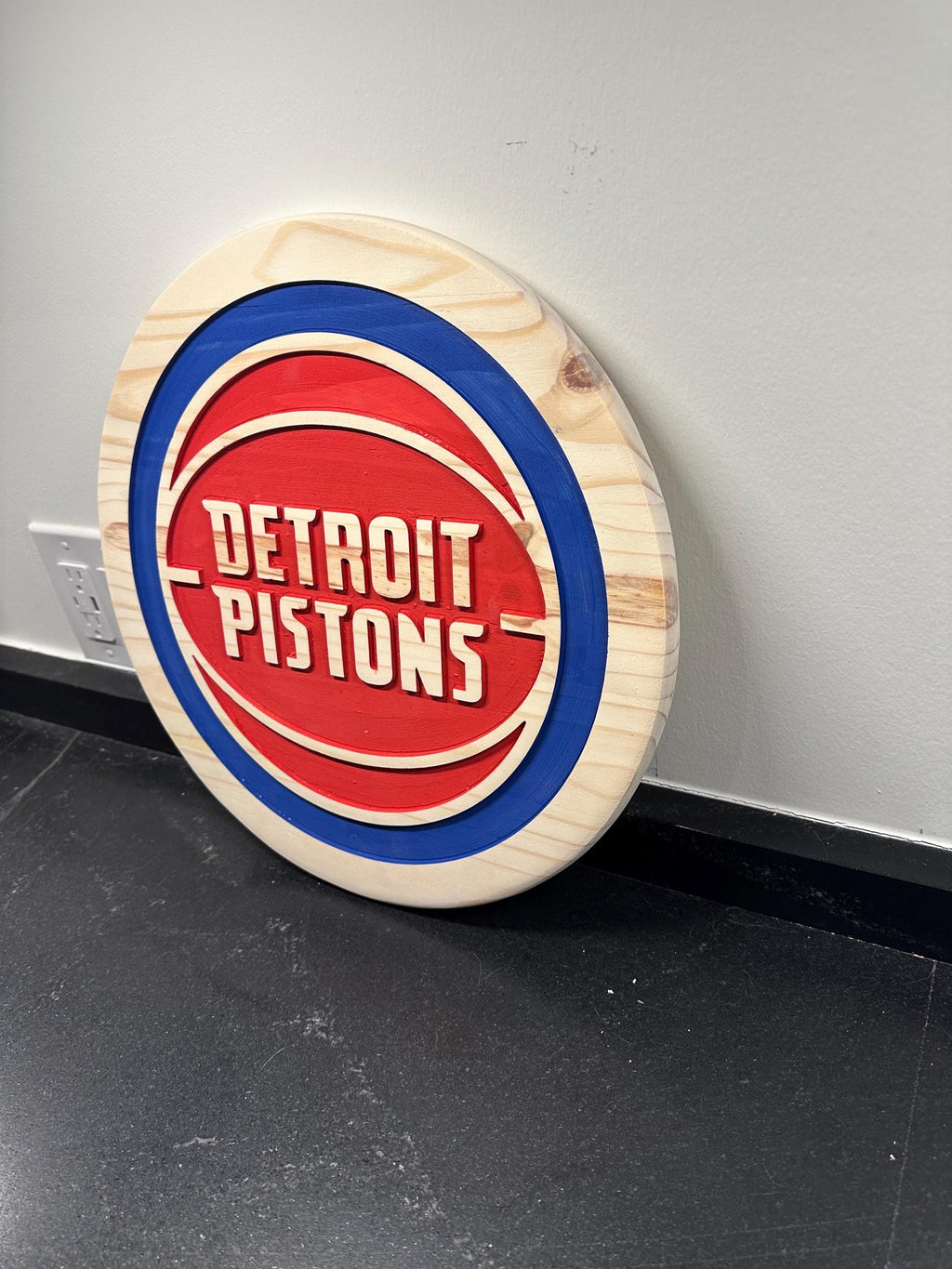 Detroit Pistons Handcrafted Wood Sign – NBA Wall Decor
