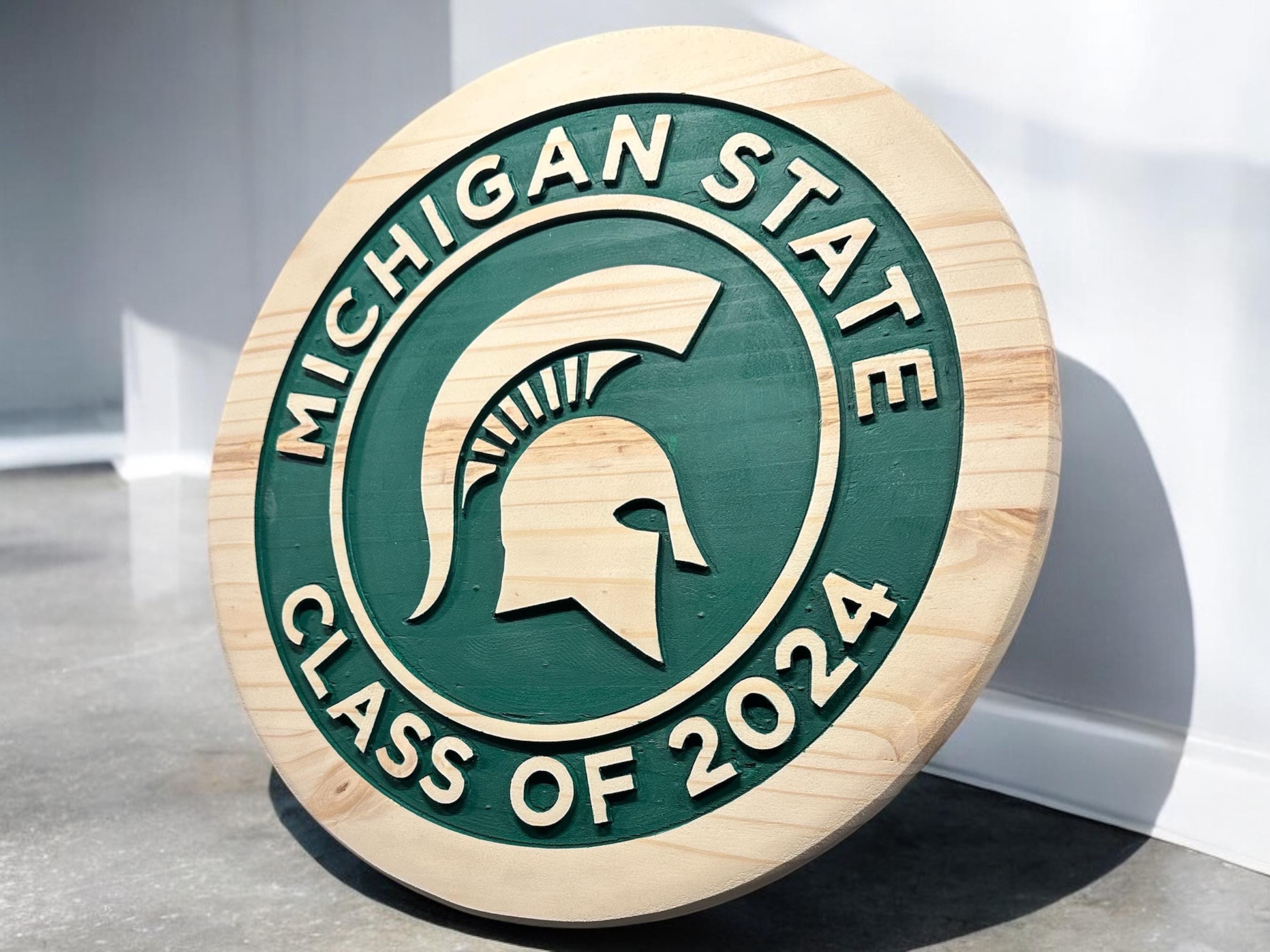 Michigan State Graduation Wood Sign: Custom Class of 2024, Spartan Decor