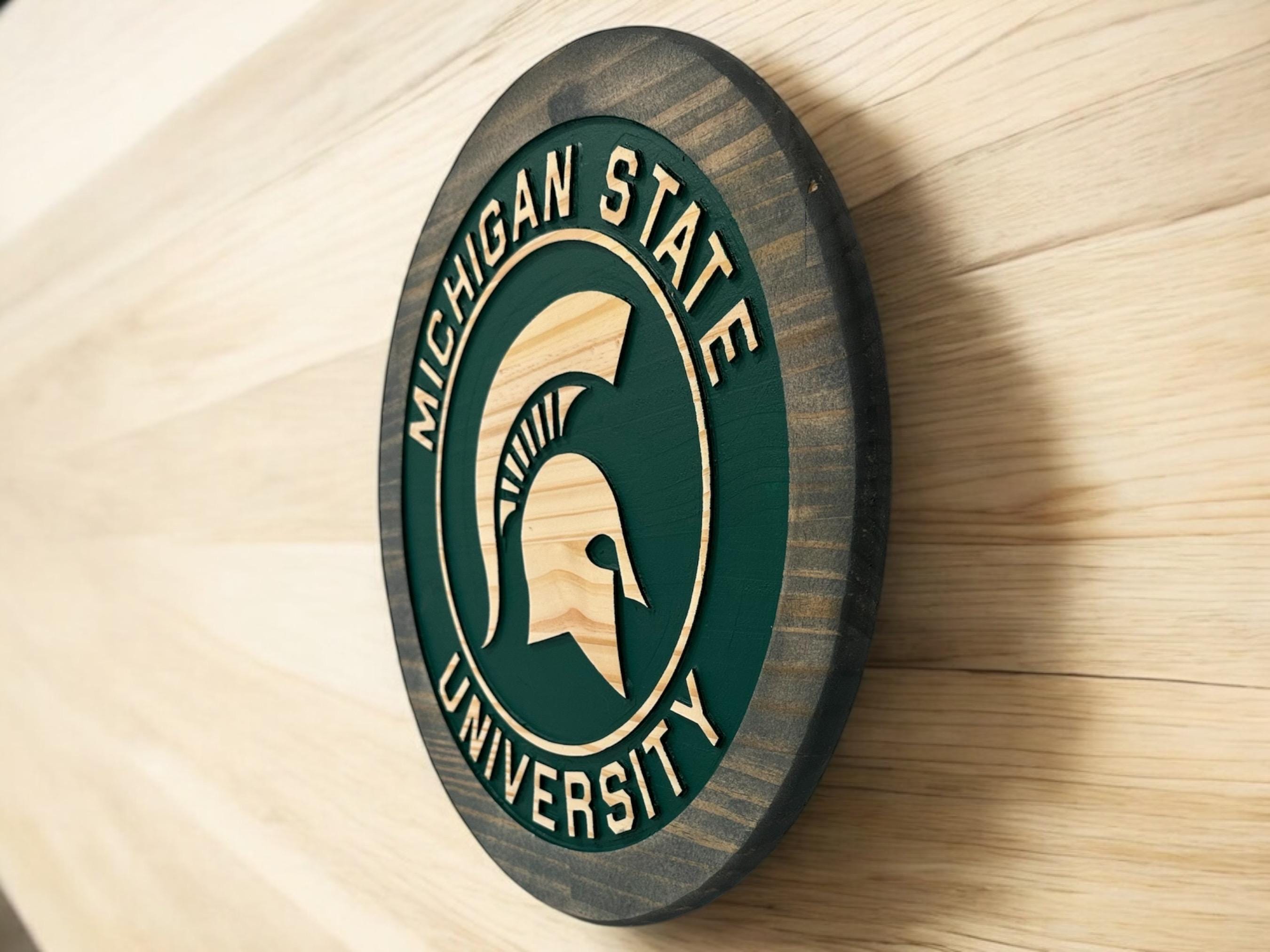 MSU Wood Sign: Michigan State Spartans Logo, Hand Painted