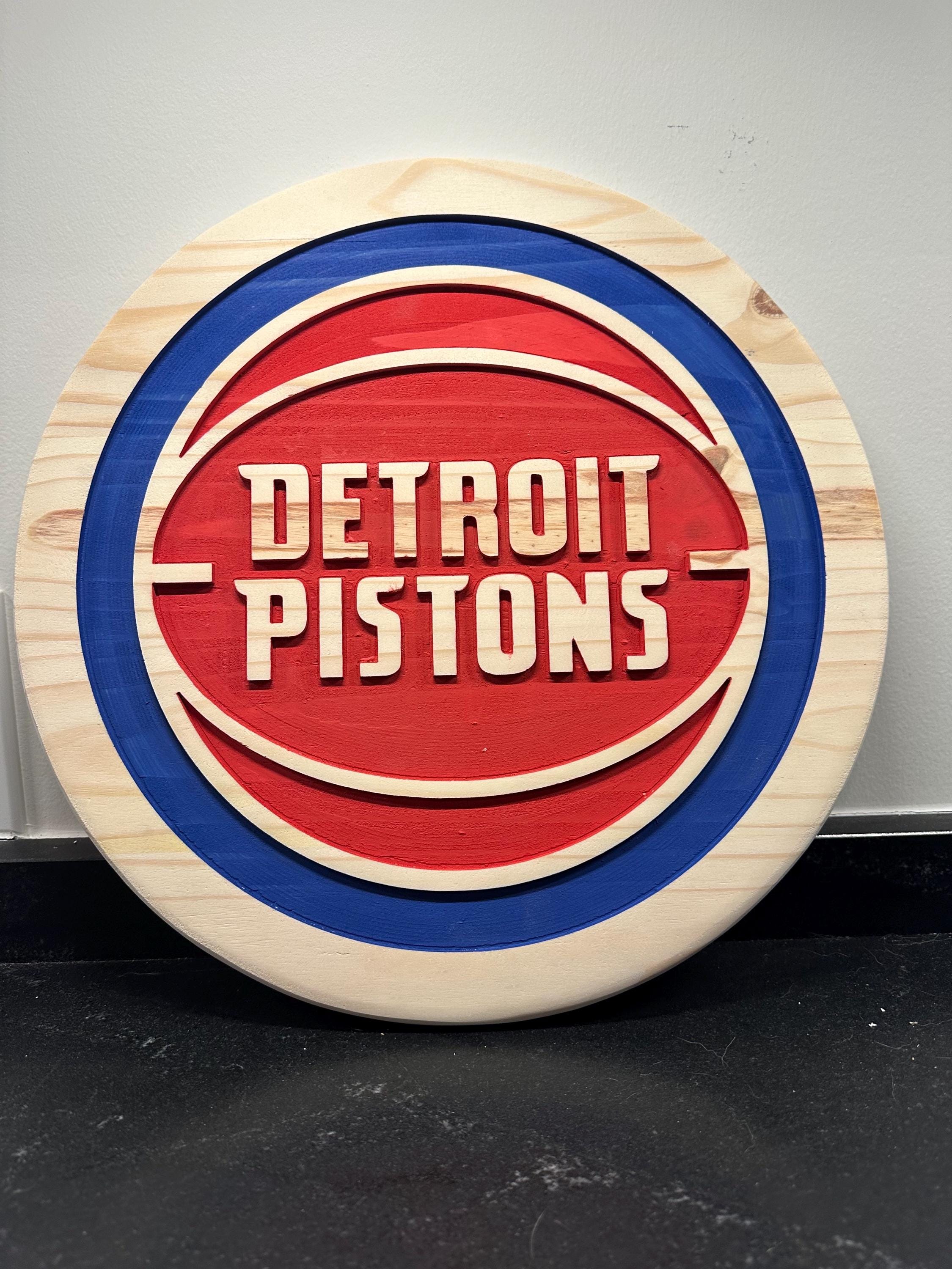 Detroit Pistons Handcrafted Wood Sign – NBA Wall Decor