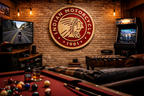 Indiana Motorcycle Wood Sign – Hand Carved Garage Wall Art