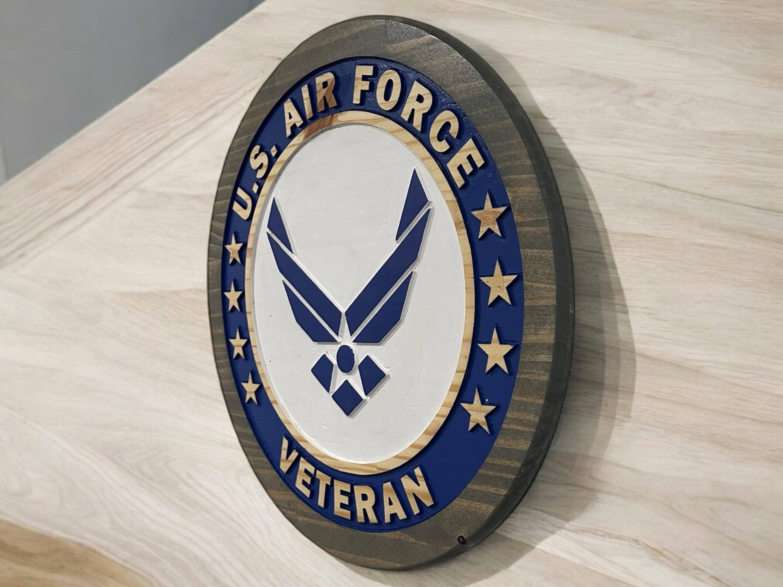 U.S. Air Force Veteran Wooden Wall Sign – Handcrafted Military Decor | Veteran Gift | Made in USA