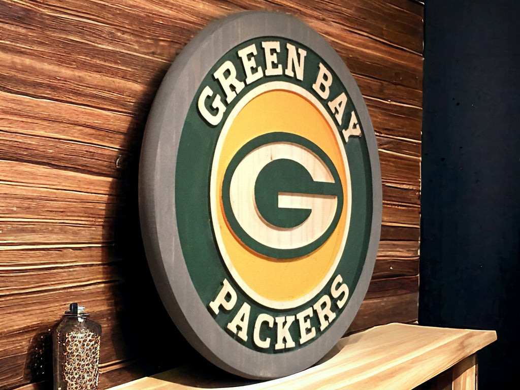 Handmade Green Bay Packers Wood Carved Sign