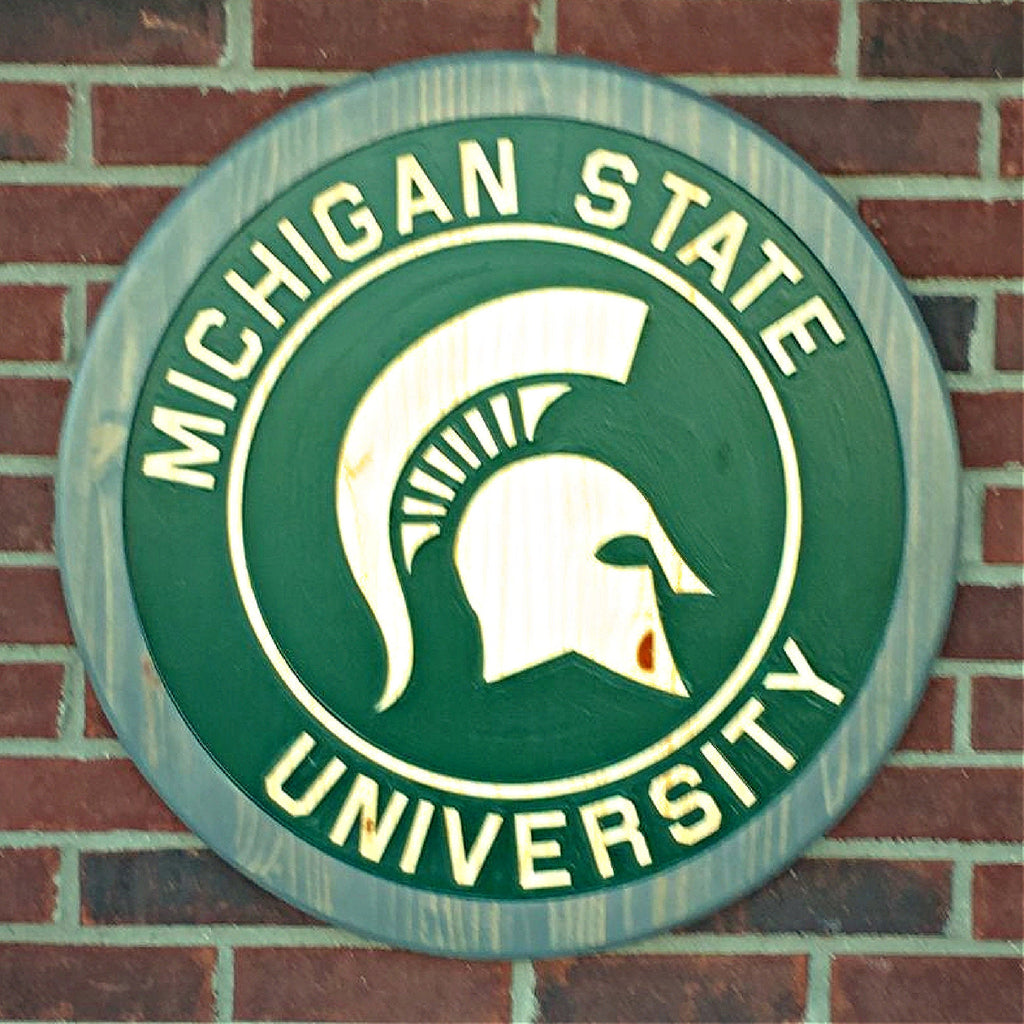 MSU Wood Sign: Michigan State Spartans Logo, Hand Painted