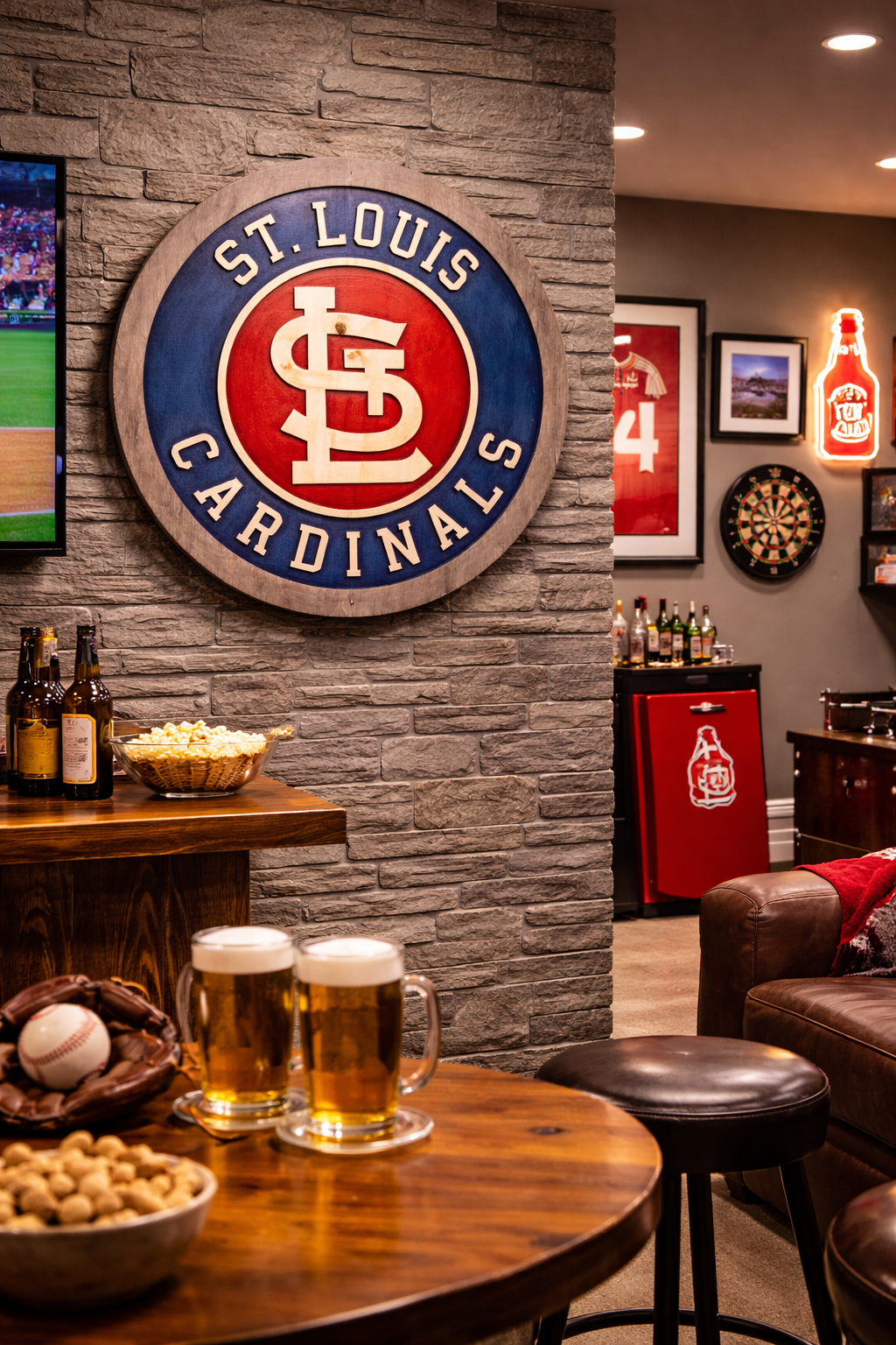 St. Louis Cardinals Wood Sign – Hand-Carved Solid Wood Wall Art