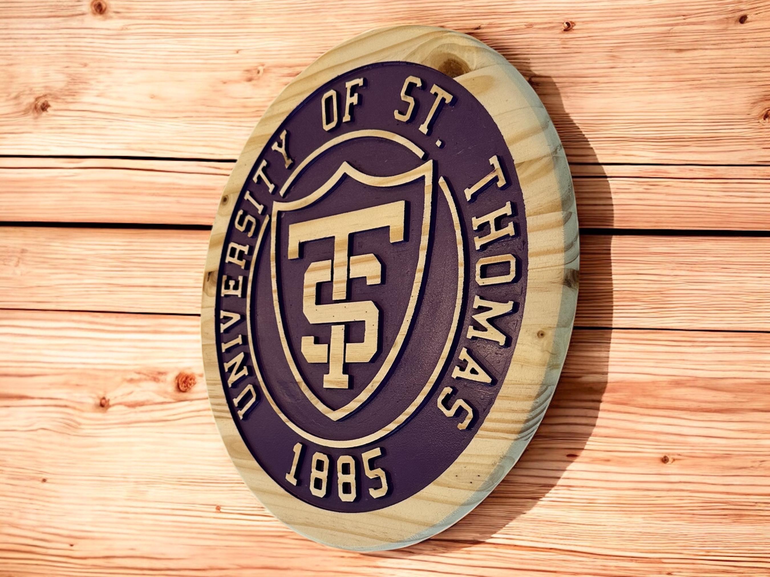 University of St. Thomas Wooden Shield Sign: Hand-Painted College Decor