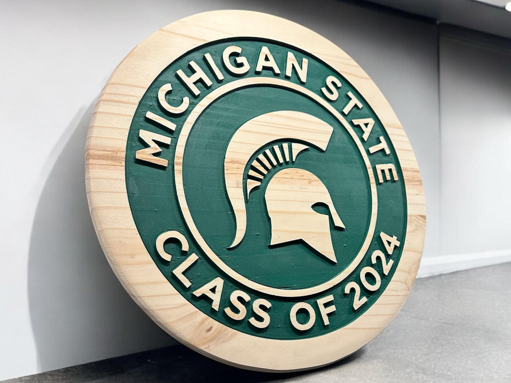Michigan State Graduation Wood Sign: Custom Class of 2024, Spartan Decor