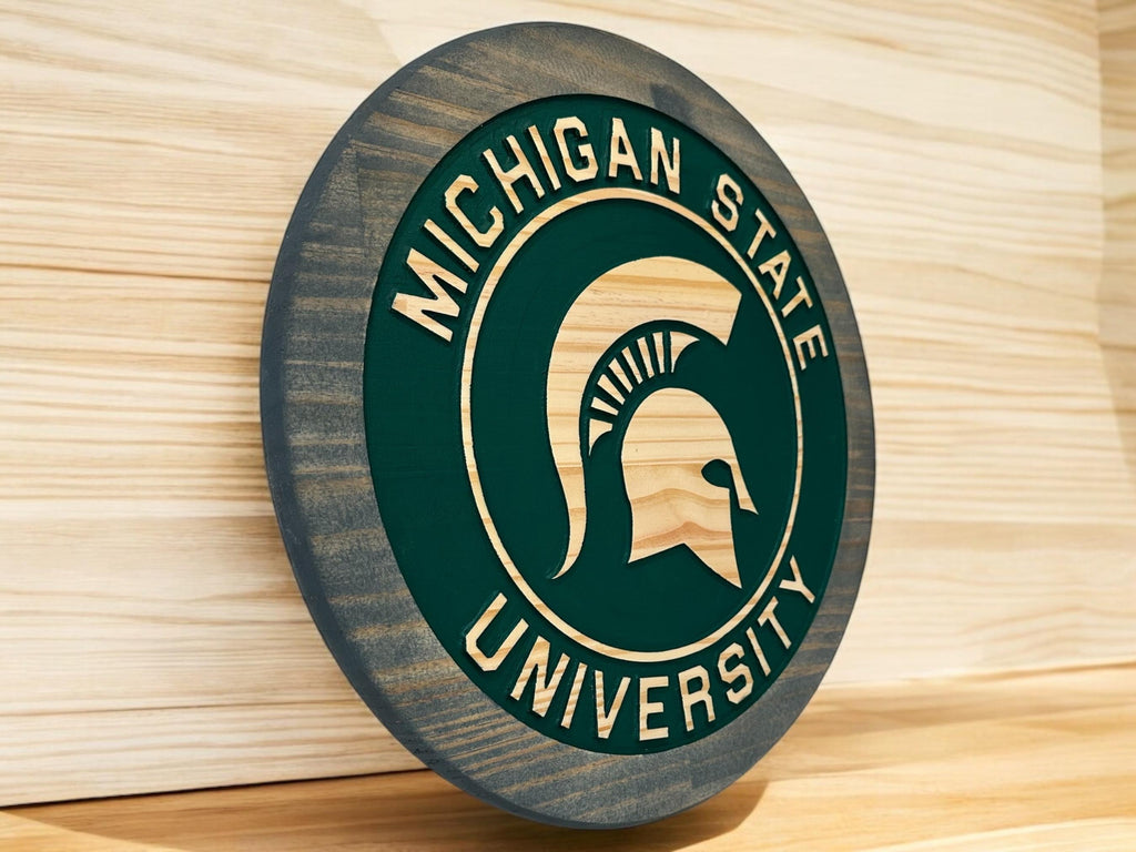 MSU Wood Sign: Michigan State Spartans Logo, Hand Painted