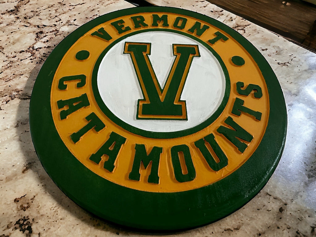 Handmade Vermont Catamounts Wood Sign: UVM Wall Decor