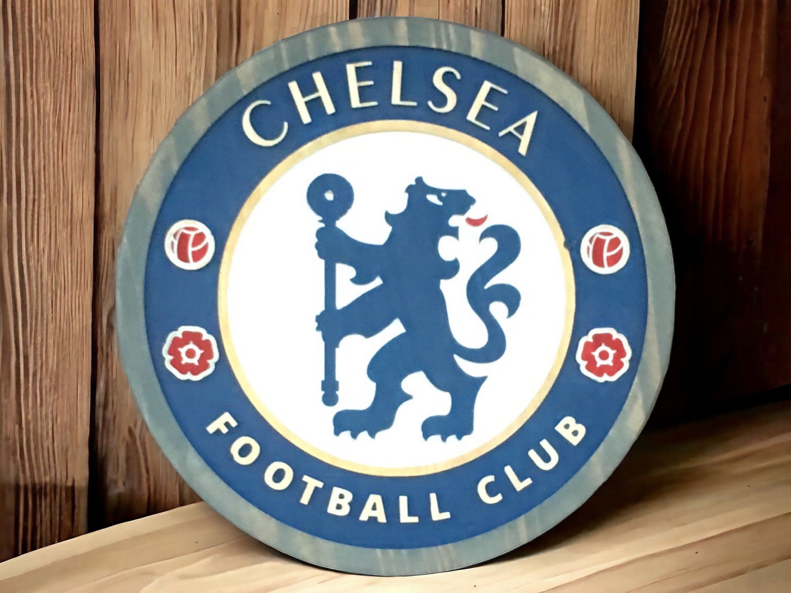 Chelsea Football Club Hand-Carved Wooden Sign . Free fast shipping.