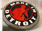Made In Detroit Wood Sign – Hand-Carved Solid Wood Wall Art