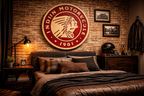 Indiana Motorcycle Wood Sign – Hand Carved Garage Wall Art