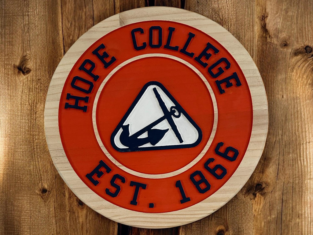 Hope College Wood Sign: Carved Alumni Wall Art