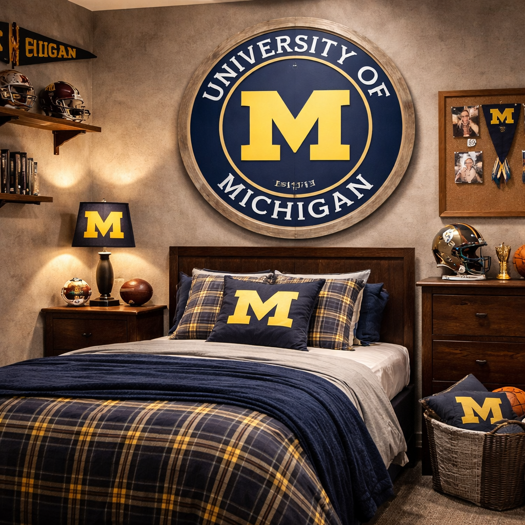 University of Michigan Wooden Wall Sign | Michigan Wolverines Decor | Handcrafted College Football Wall Art | Man Cave &amp; Fan Gift