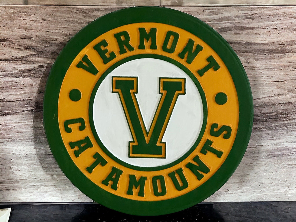 Handmade Vermont Catamounts Wood Sign: UVM Wall Decor