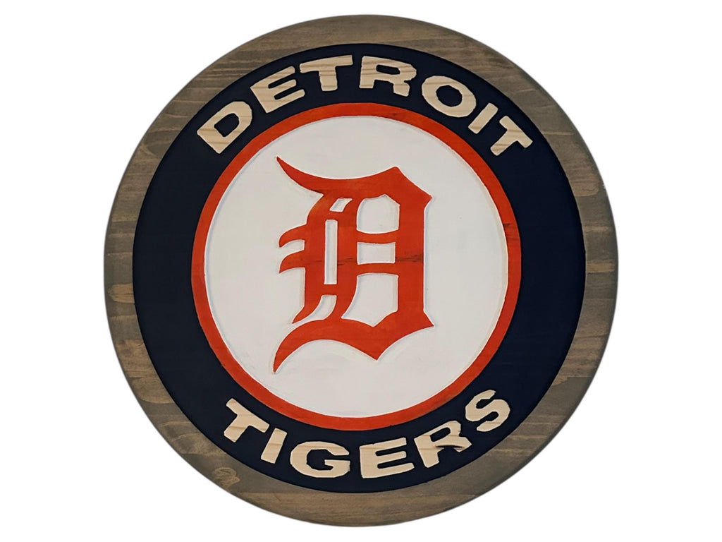 Handmade Detroit Tigers Wood Sign: Deep Carved Baseball Decor