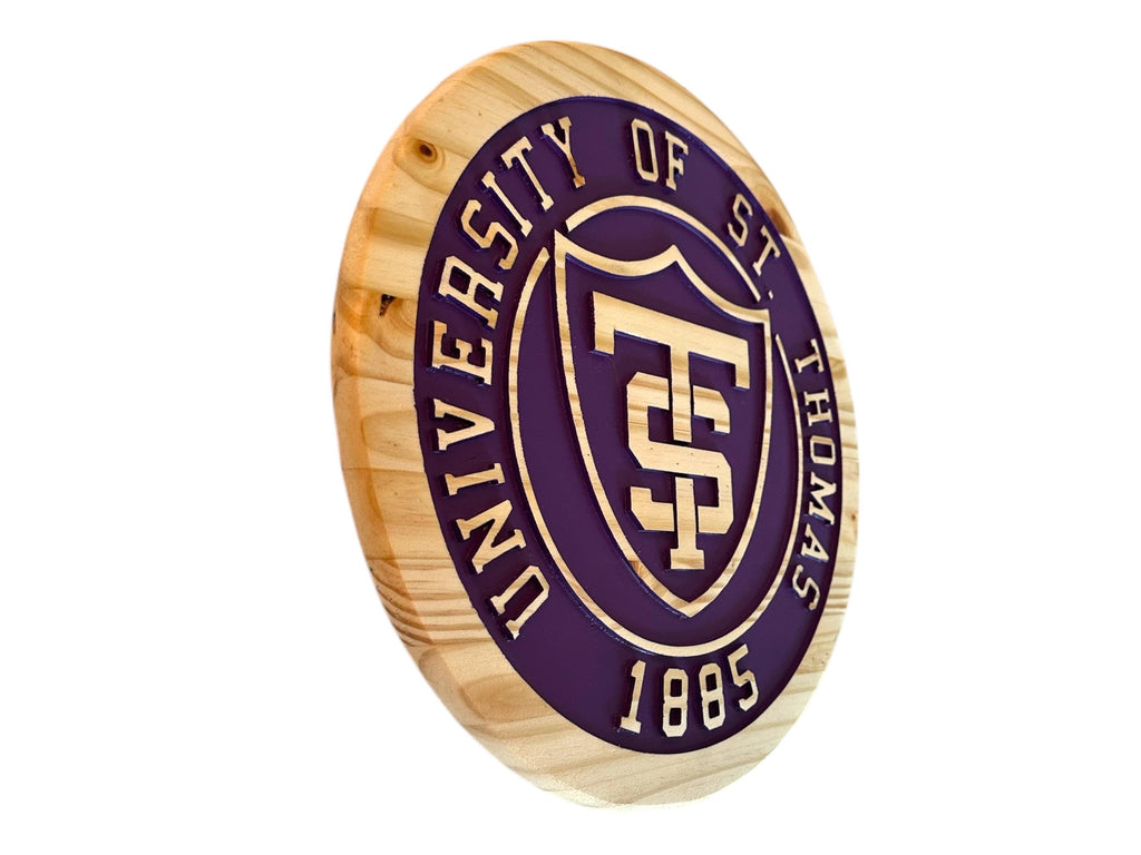 University of St. Thomas Wooden Shield Sign: Hand-Painted College Decor