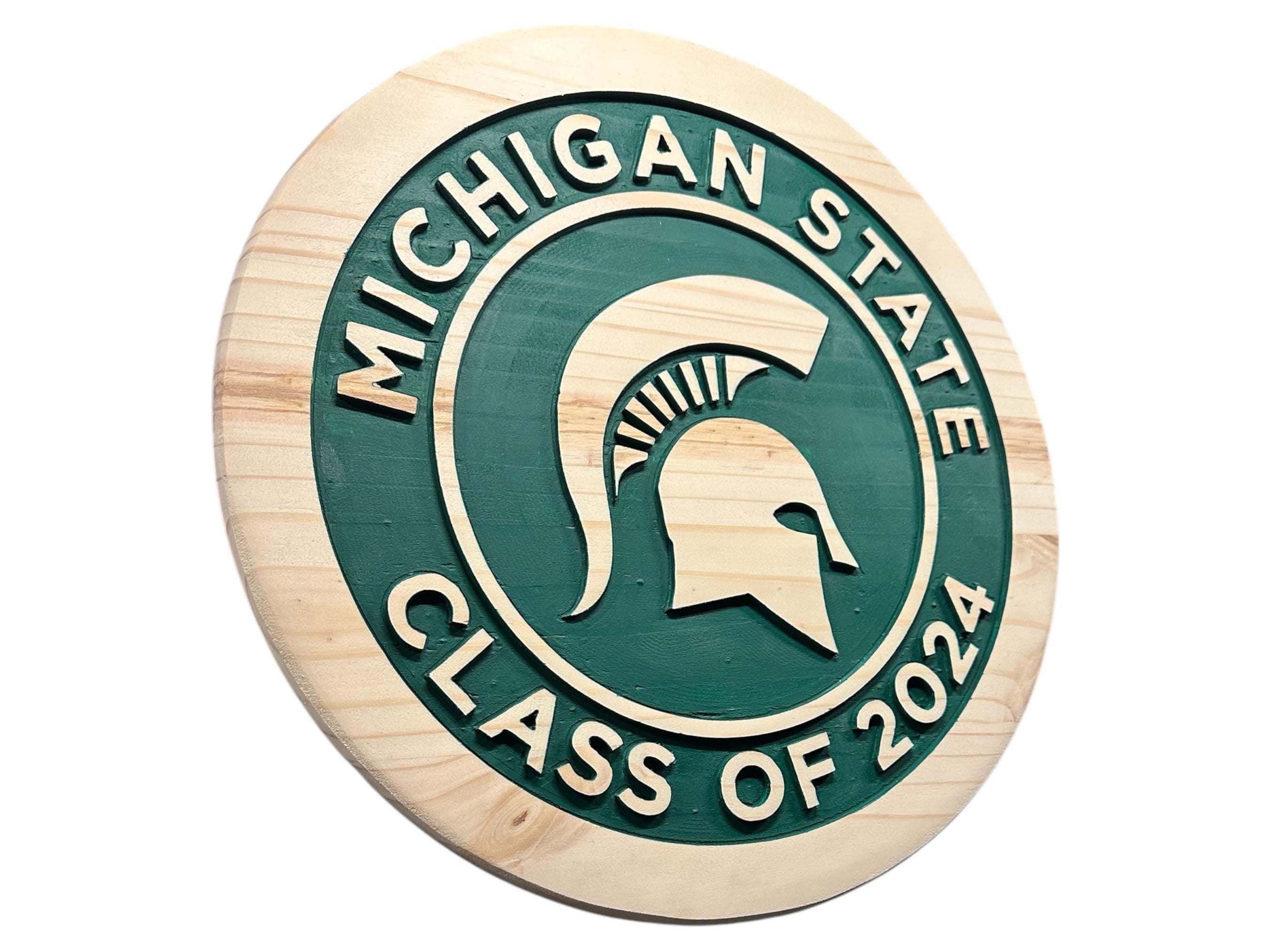 Michigan State Graduation Wood Sign: Custom Class of 2024, Spartan Decor