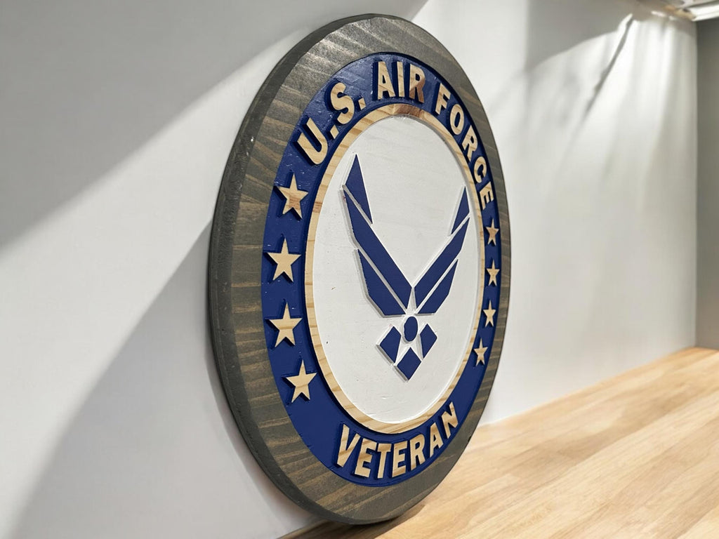 U.S. Air Force Veteran Wooden Wall Sign – Handcrafted Military Decor | Veteran Gift | Made in USA