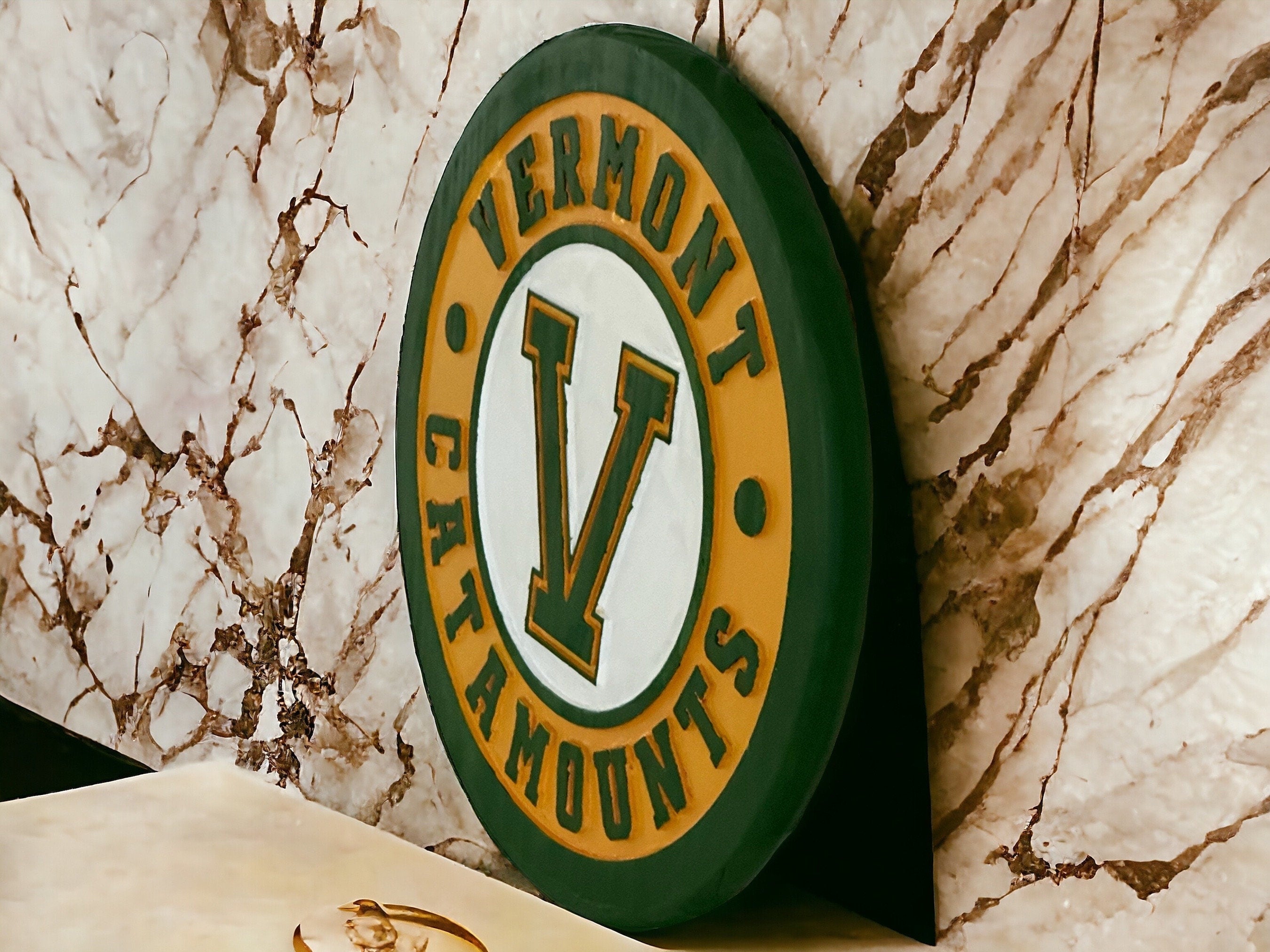 Handmade Vermont Catamounts Wood Sign: UVM Wall Decor