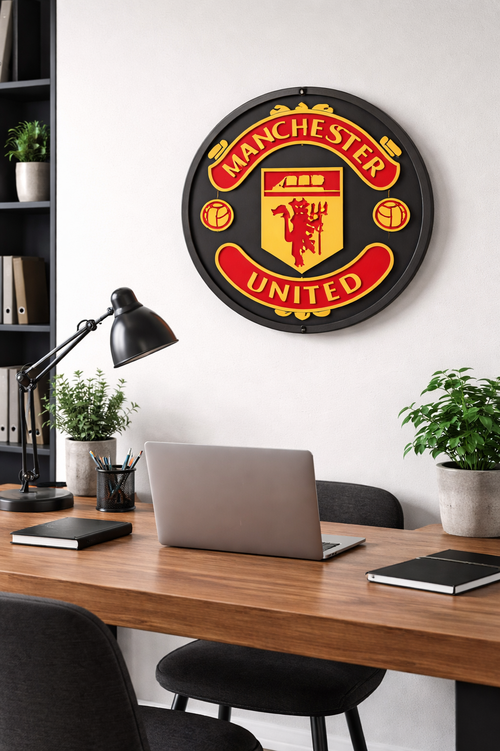 Manchester United Wood Sign – Hand Carved Football Wall Decor