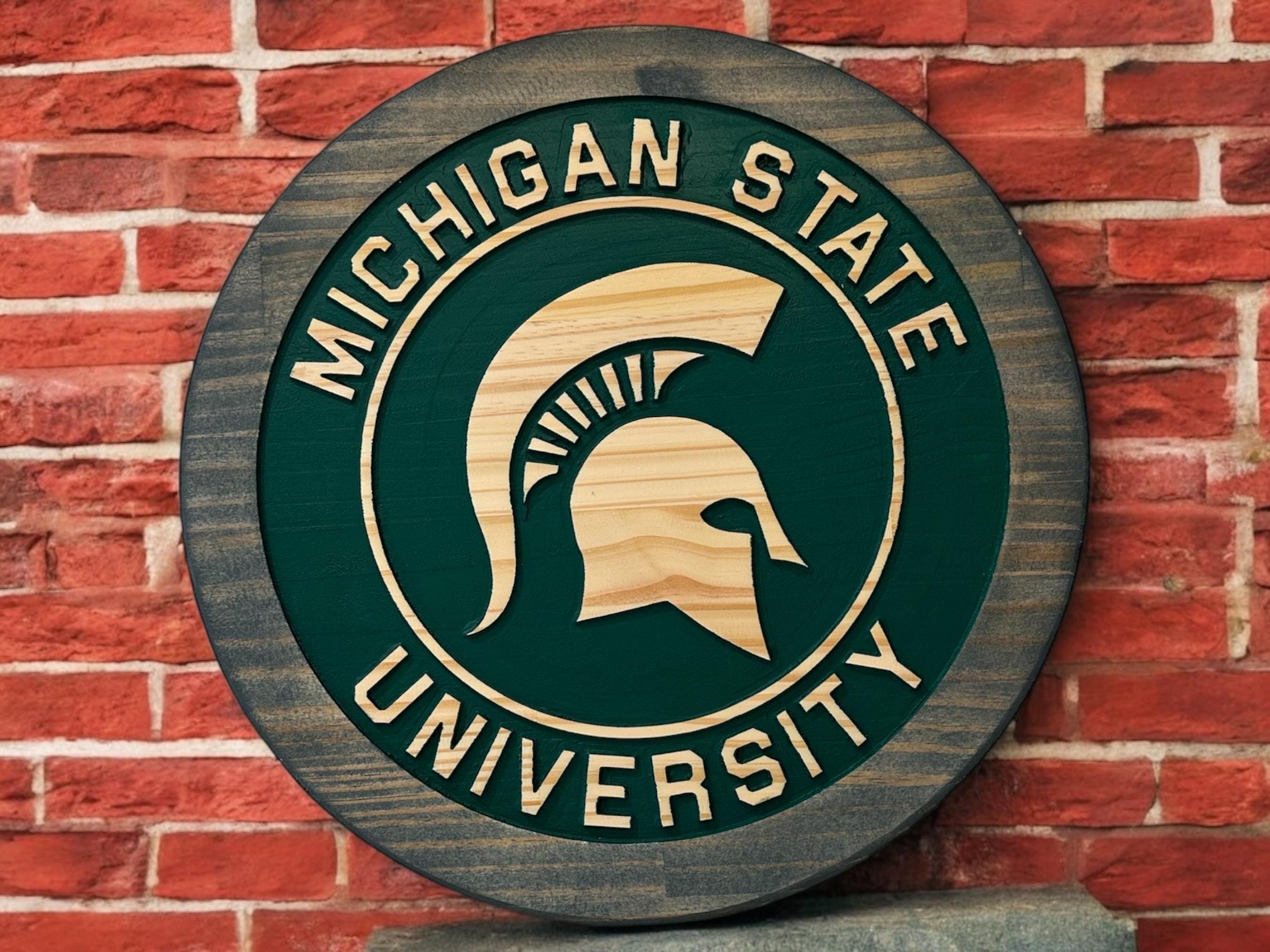 MSU Wood Sign: Michigan State Spartans Logo, Hand Painted