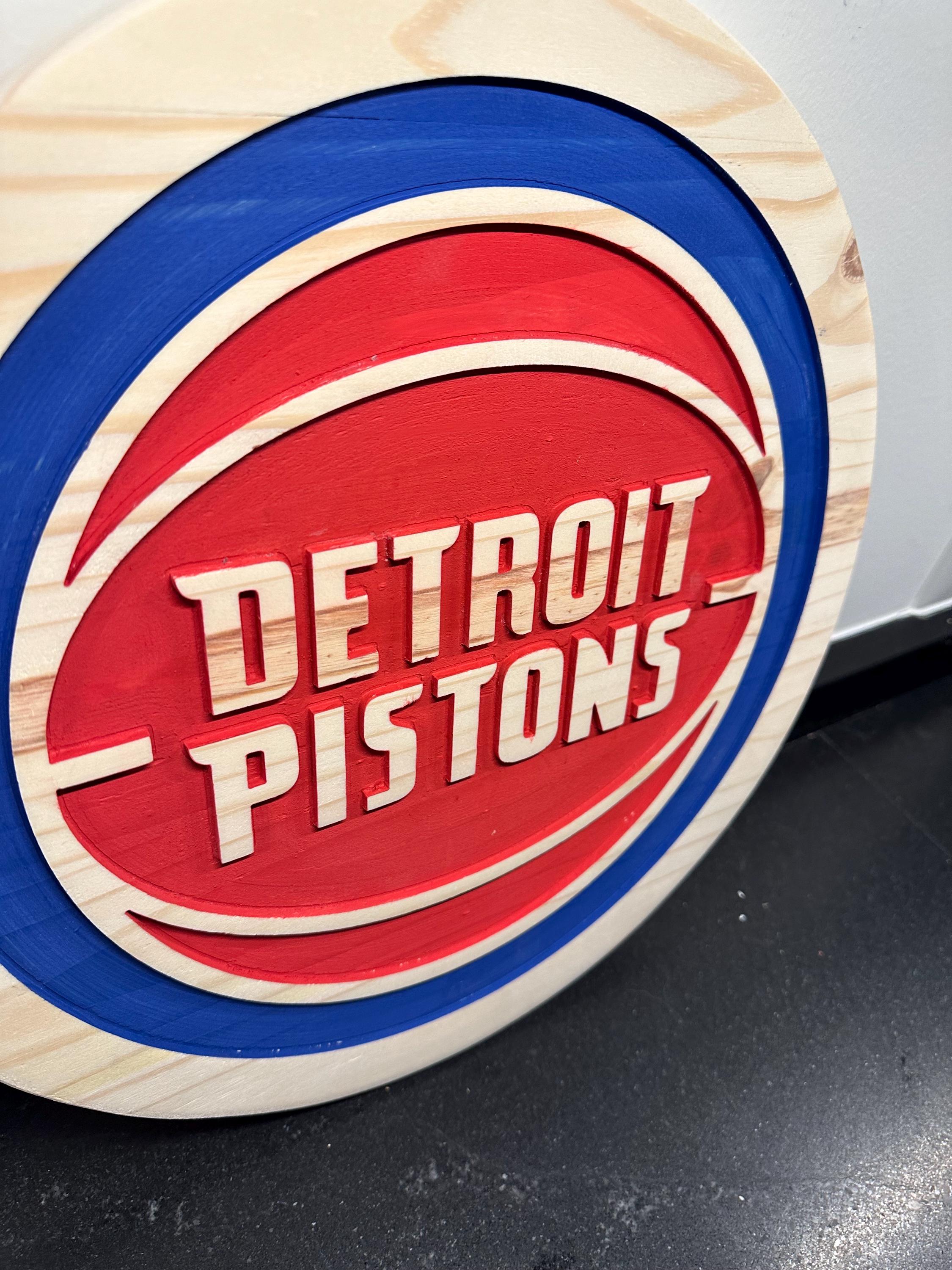 Pistons Basketball wood carved Signs