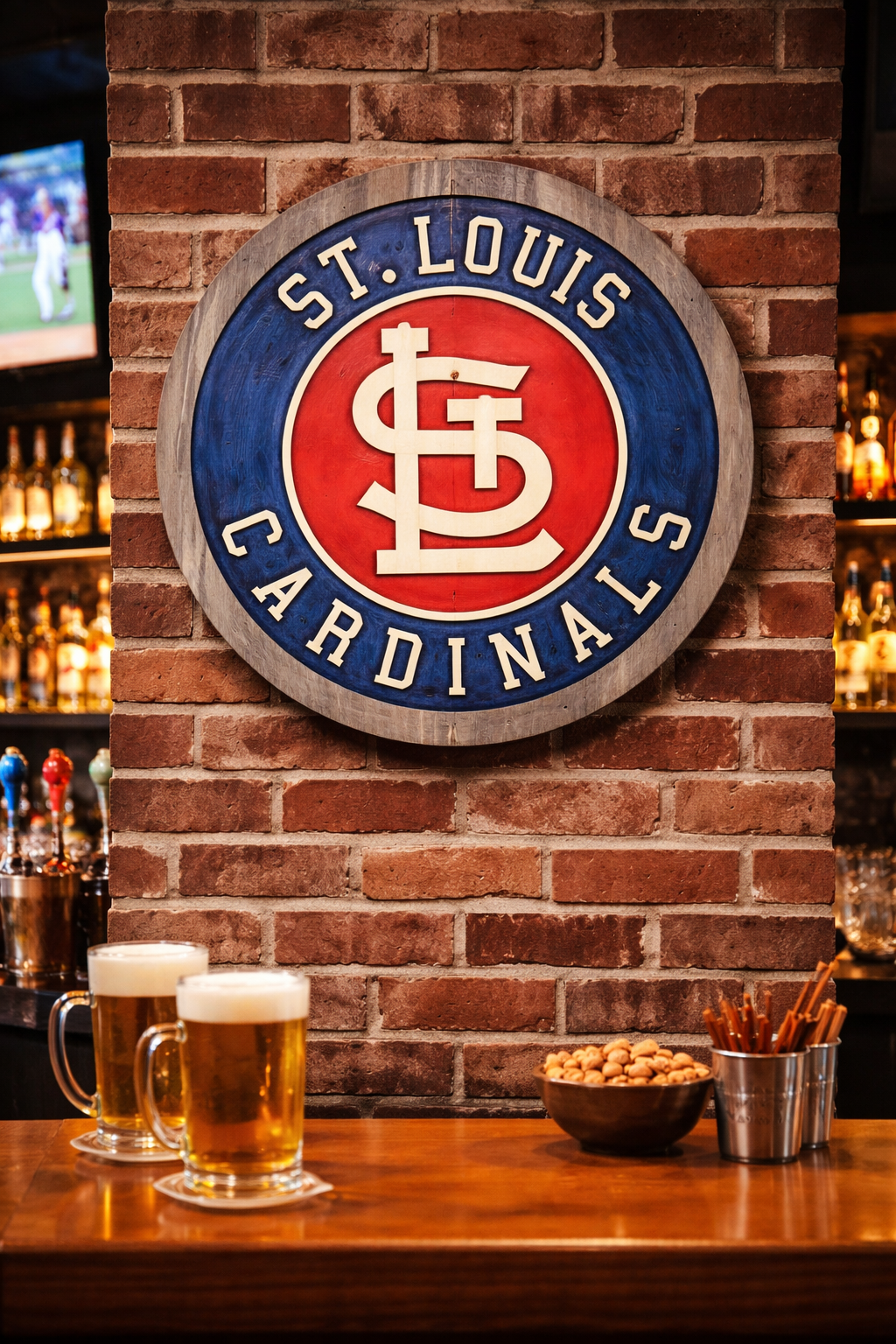 St. Louis Cardinals Wood Sign – Hand-Carved Solid Wood Wall Art