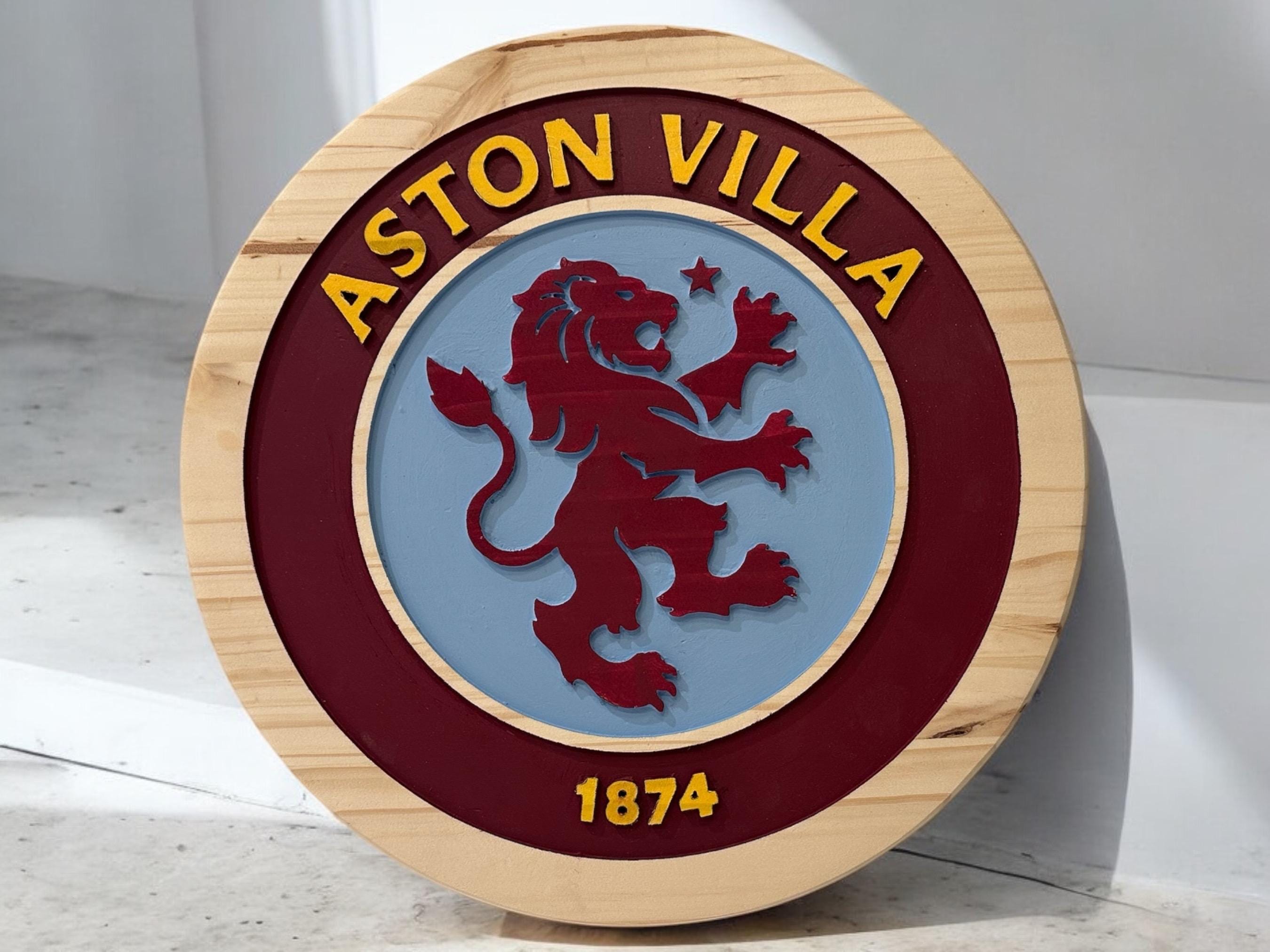 Handmade Aston Villa FC Wood Sign: Carved Football Club Decor