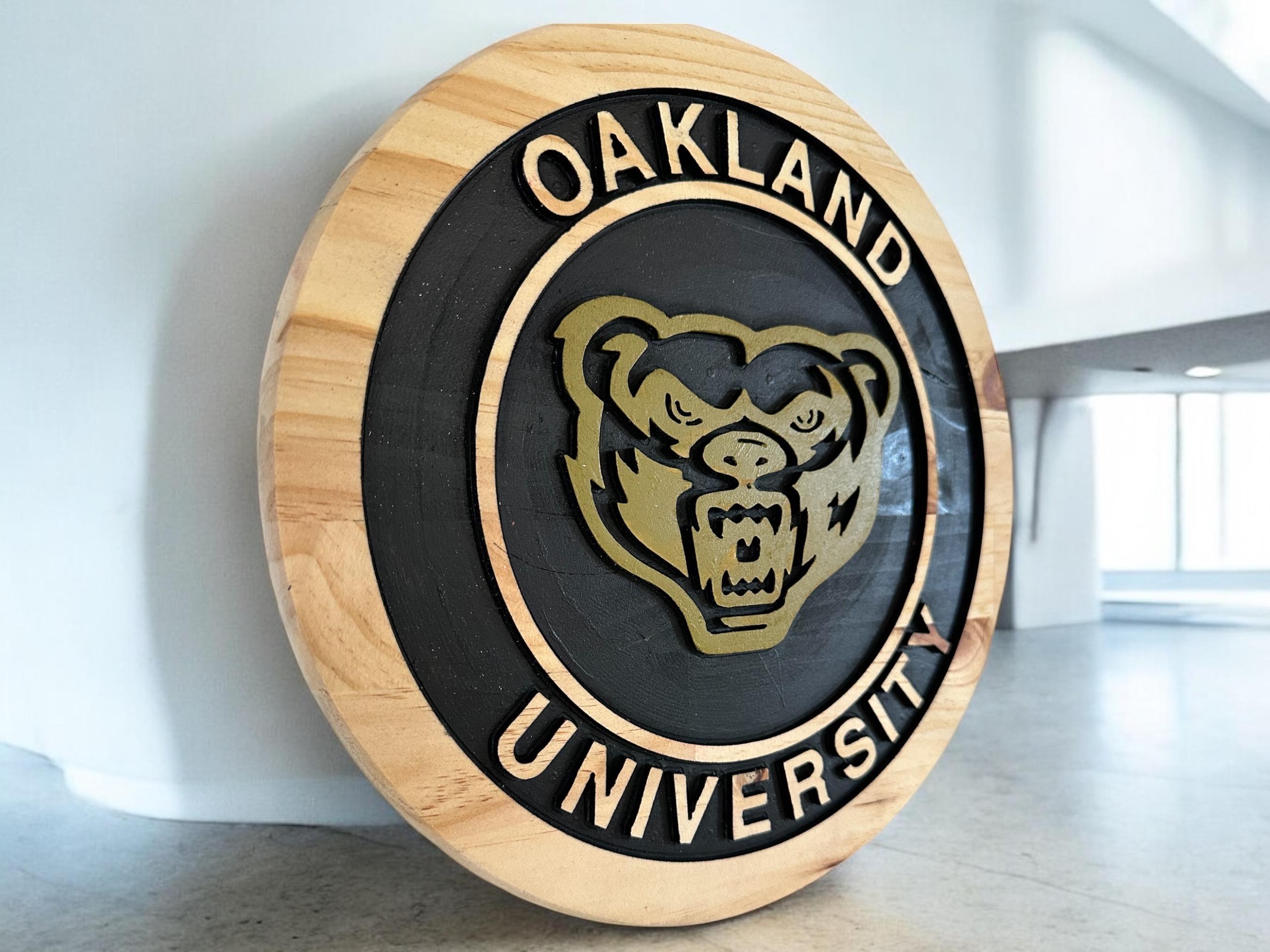 Oakland University Golden Grizzlie Wood Sign
