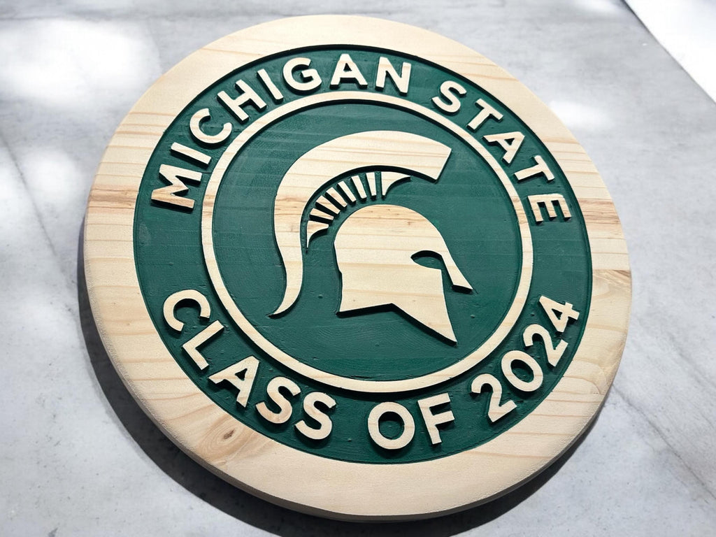 Michigan State Graduation Wood Sign: Custom Class of 2024, Spartan Decor