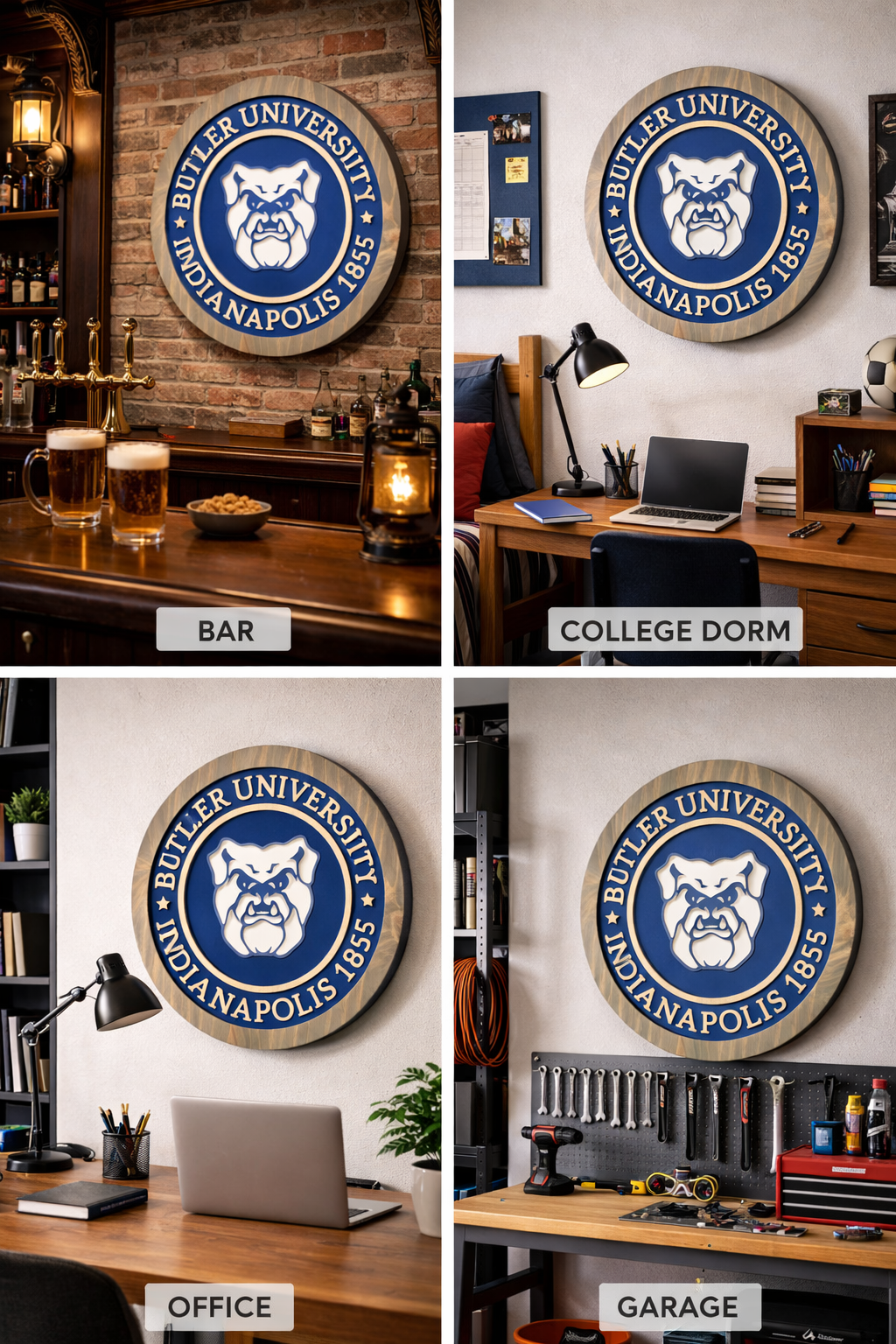 Butler University Wood Sign – Indianapolis Bulldogs Wall Decor | College Sports Gift, Man Cave, Dorm Room Sign