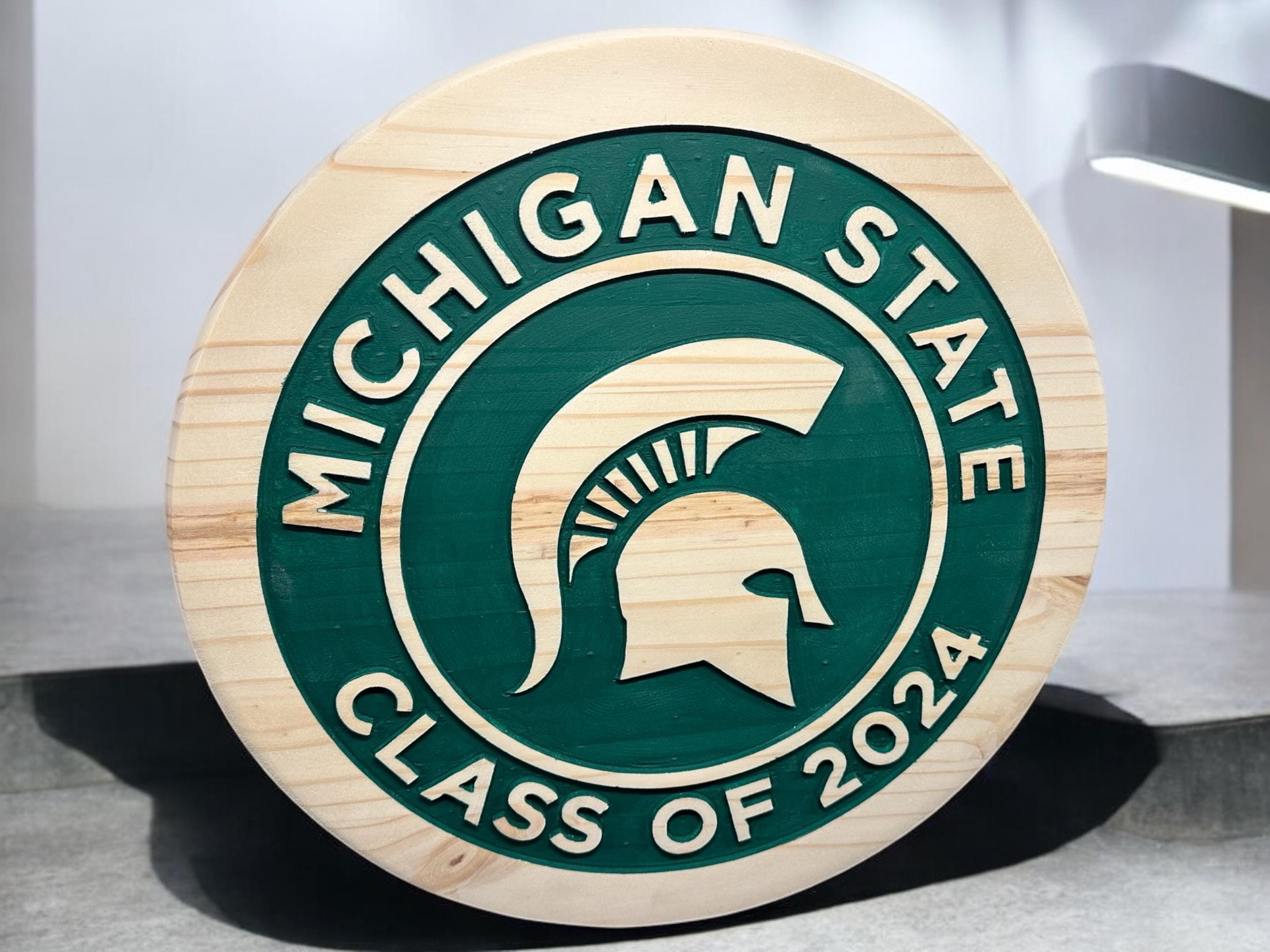 Michigan State Graduation Wood Sign: Custom Class of 2024, Spartan Decor