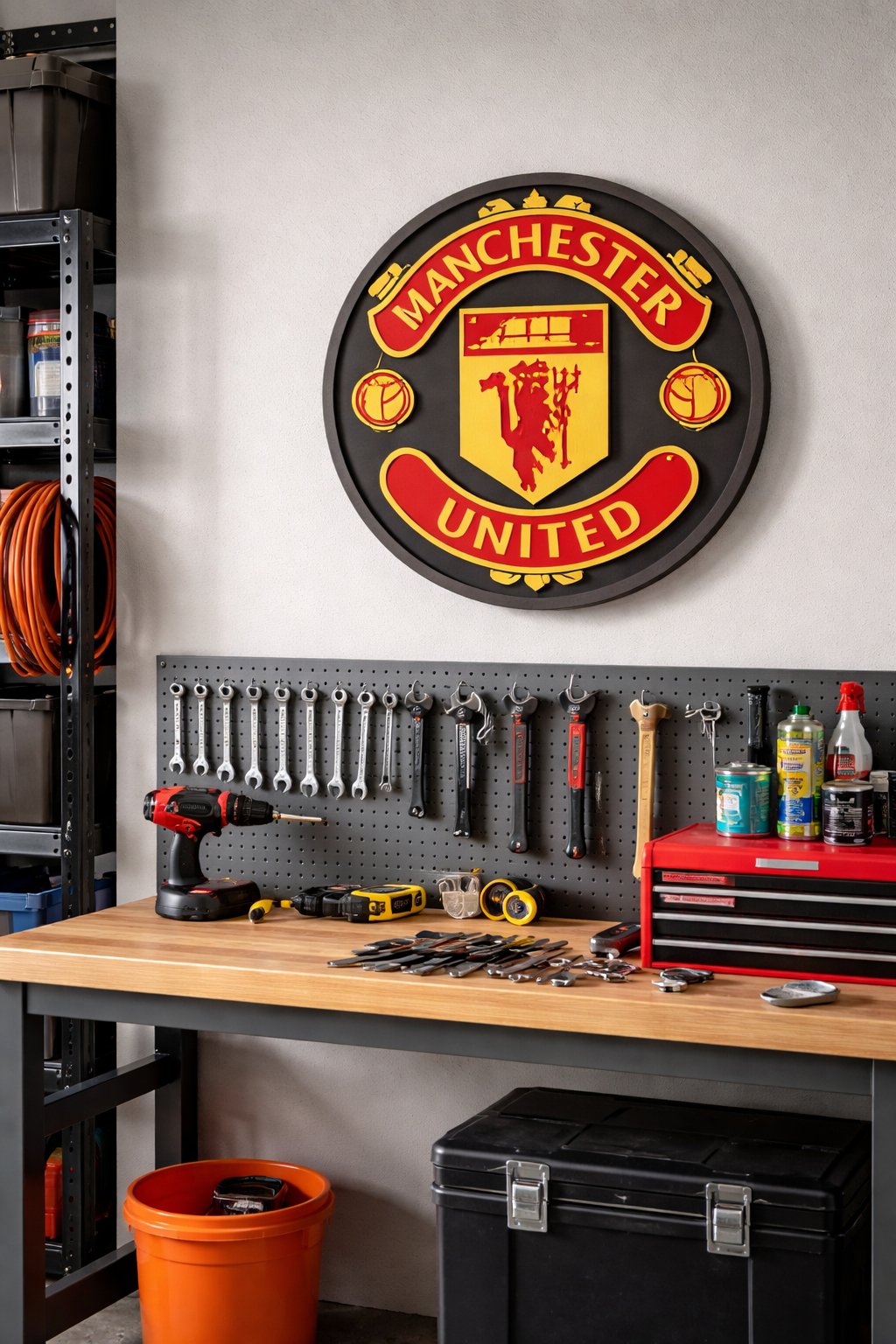 Manchester United Wood Sign – Hand Carved Football Wall Decor