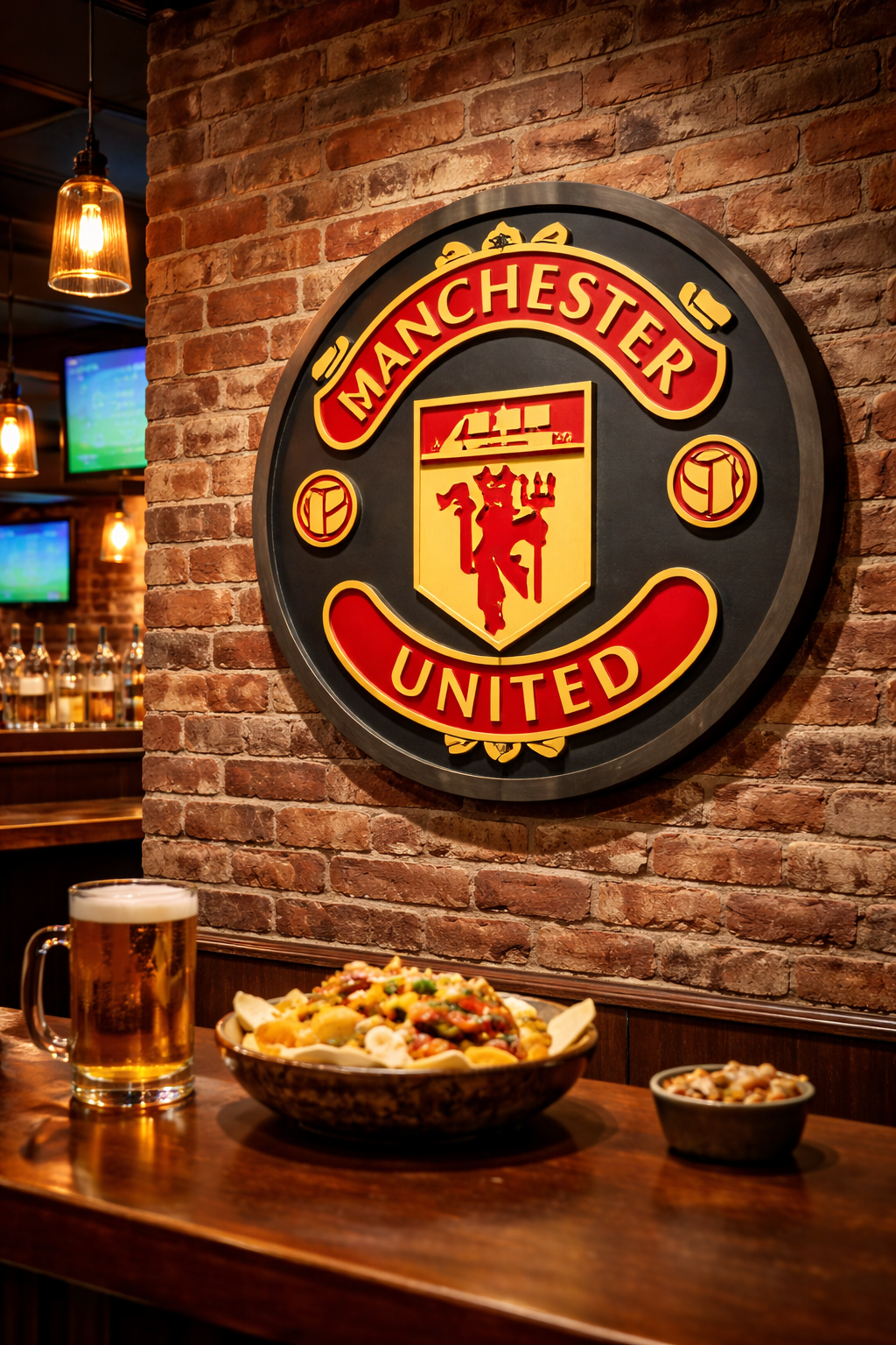 Manchester United Wood Sign – Hand Carved Football Wall Decor