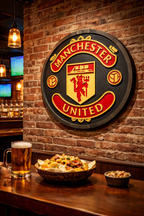 Manchester United Wood Sign – Hand Carved Football Wall Decor