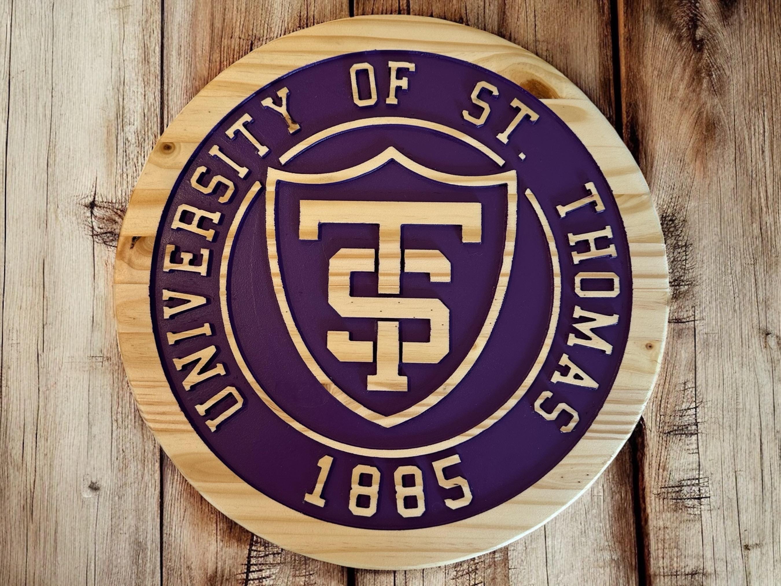 University of St. Thomas Wooden Shield Sign: Hand-Painted College Decor