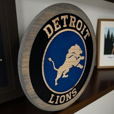 Detroit Lions Carved Wooden Sign – Handcrafted NFL Fan Wall Art