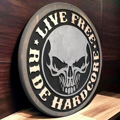 Live Free Ride Motorcycle Wood Sign – Biker Wall Decor