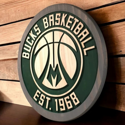 Milwaukee Bucks Handcrafted Wood Sign – NBA Wall Decor