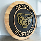 Oakland University Golden Grizzlie Handcrafted Wood Sign – College Wall Decor
