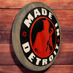 Made In Detroit Wood Sign – Hand-Carved Solid Wood Wall Art