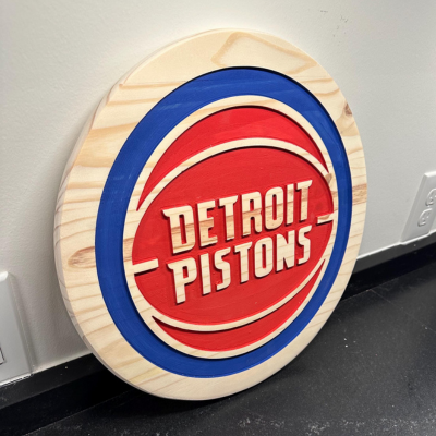 Detroit Pistons Handcrafted Wood Sign – NBA Wall Decor