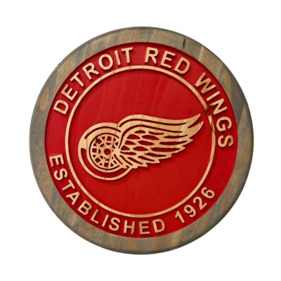 Detroit Red Wings Wood Carved Sign: Handmade Hockey Decor