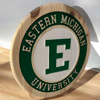 Handmade Eastern Michigan University Wood Sign: EMU Home Decor