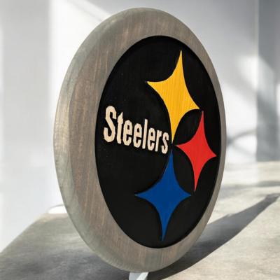 Pittsburgh Steelers Wooden Wall Sign – Handcrafted NFL Decor | Steelers Fan Gift | Man Cave Wall Art