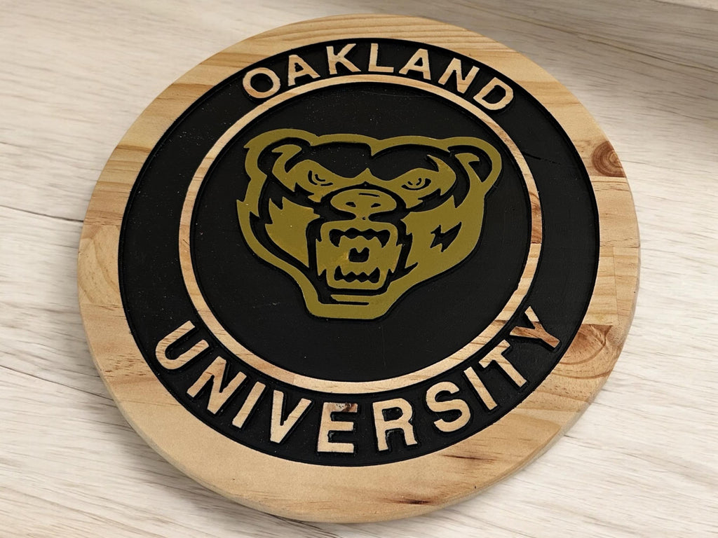 Oakland University Golden Grizzlie Wood Sign