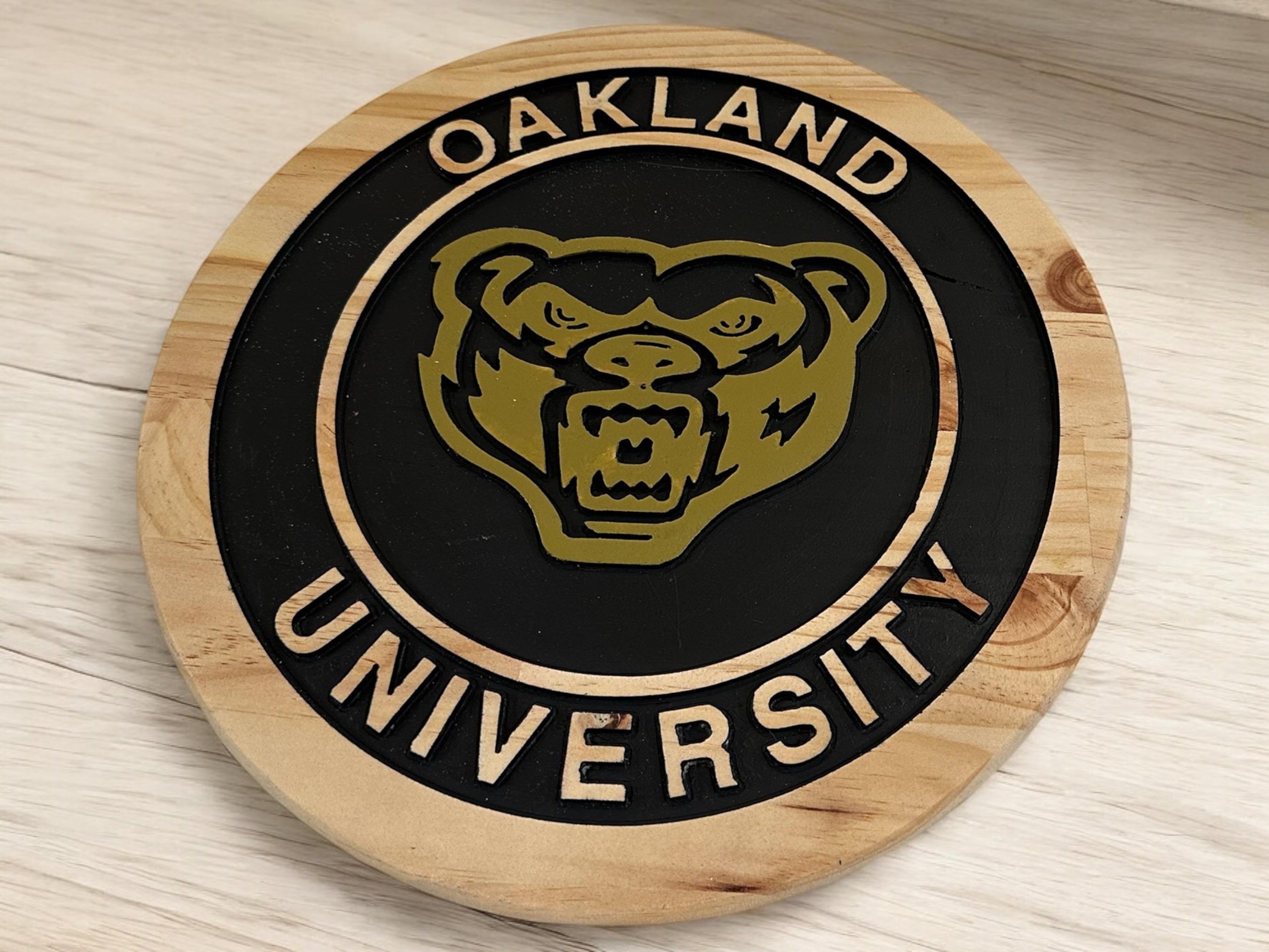 Oakland University Golden Grizzlie Wood Sign